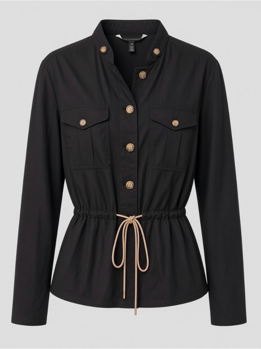 White House Black Market Black Utility Jacket Size 14